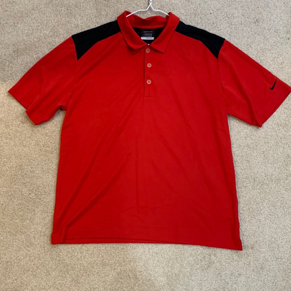 Mens small red Nike golf polo
